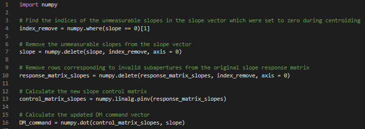 Figure 1. Python code snapshot for the zonal correction method