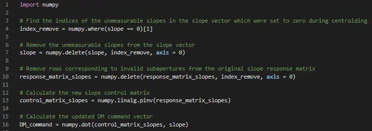 Figure 1. Python code snapshot for the zonal correction method